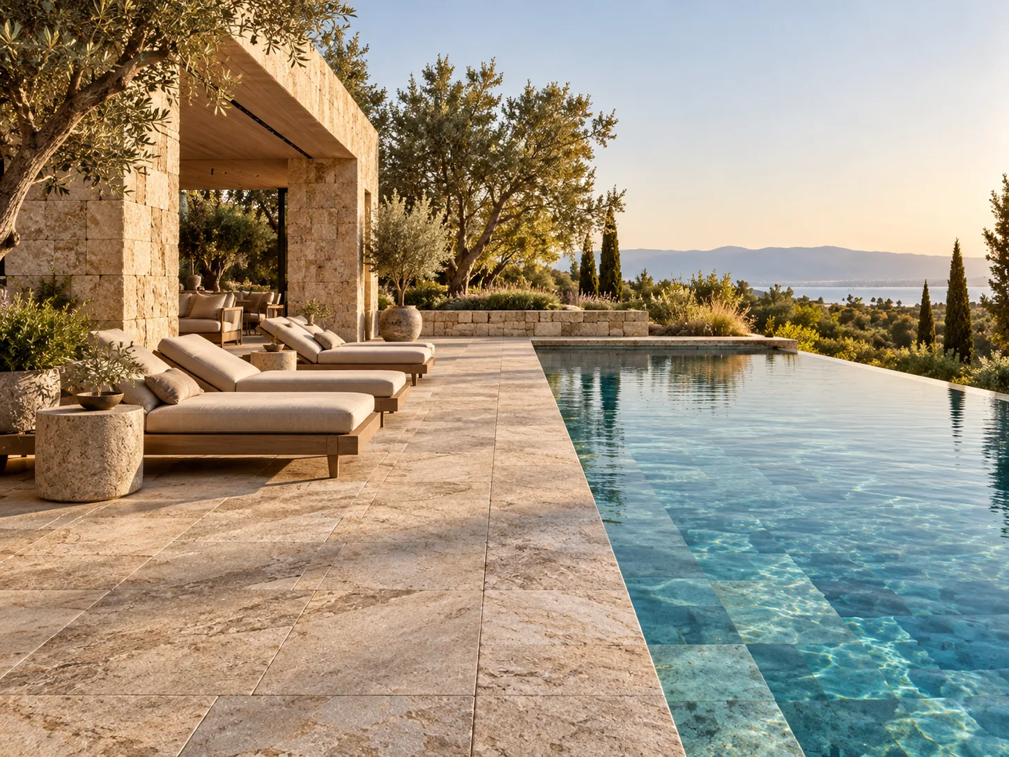 Inspiration terrasse et piscine en pierre naturelle