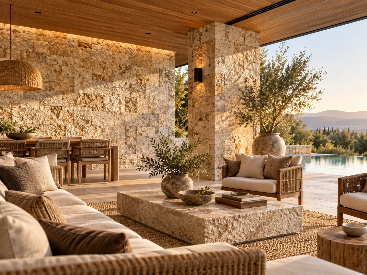 Inspiration terrasse en pierre et bois